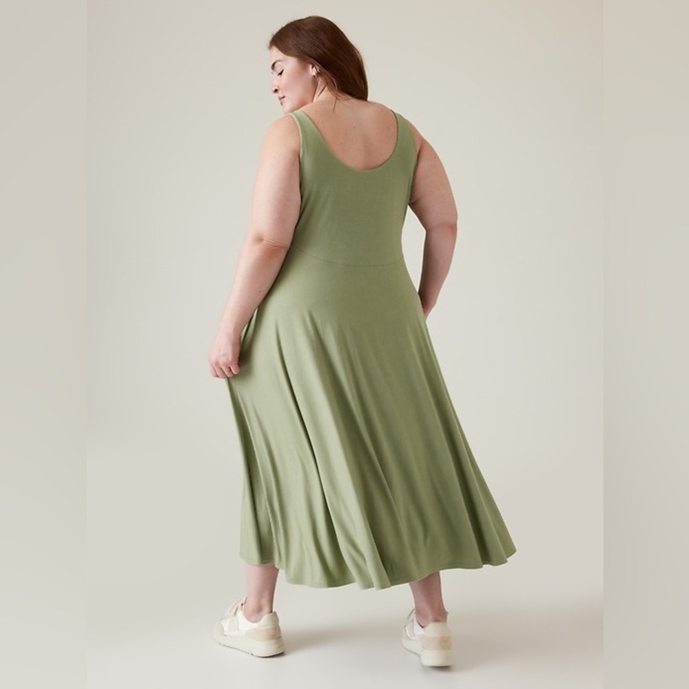 Athleta Santorini Midi Dress Eucalyptus Olive Green Size 2X smoke pet free home - Picture 8 of 8